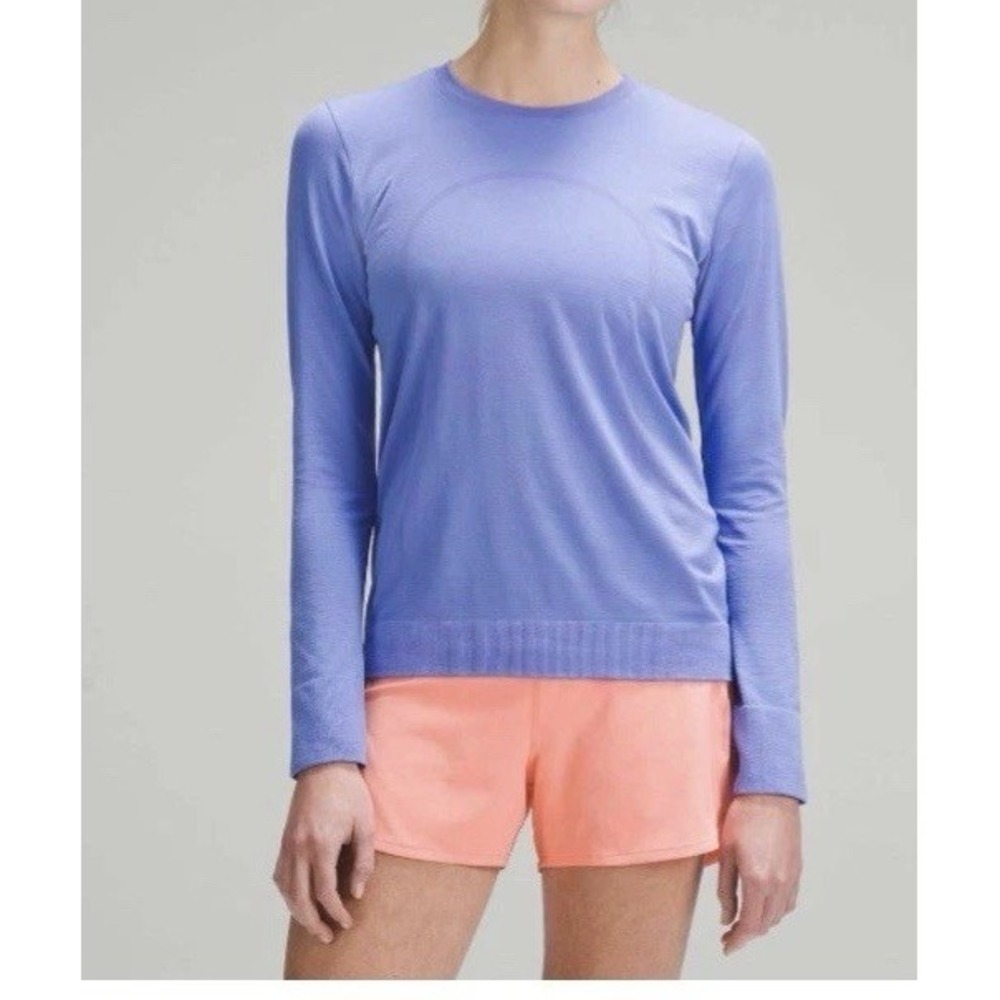 Lululemon Swiftly Relaxed Long Sleeve Shirt Women's Sz 0 NWT Blue Purple Stripe